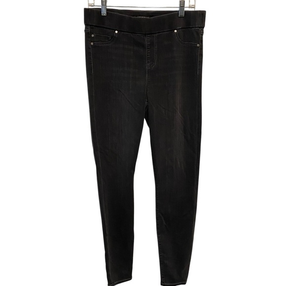 Liverpool Women's Black The Skinny Pull On Denim Jeggings Size 10 Emo Edgy - Picture 1 of 10